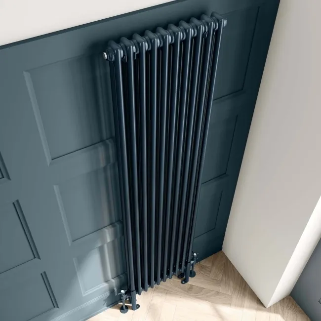 Athens Inky Blue Double Column Vertical Traditional Radiator 1800x470mm