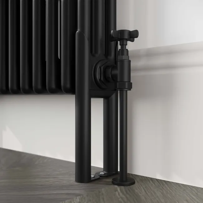 Athens Matt Black Triple Column Horizontal Traditional Radiator 750x605mm