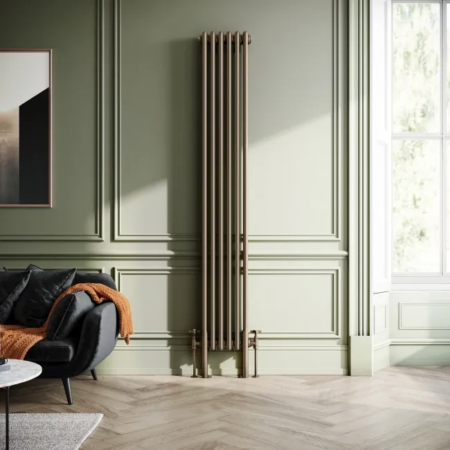 Athens Antique Gold Double Column Vertical Traditional Radiator 1800x290mm