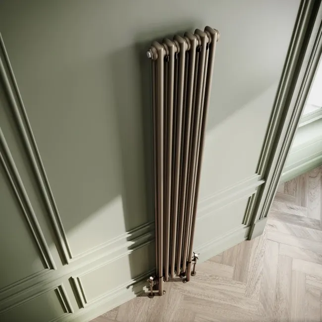 Athens Antique Gold Double Column Vertical Traditional Radiator 1800x290mm