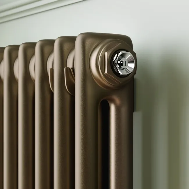 Athens Antique Gold Double Column Vertical Traditional Radiator 1800x290mm