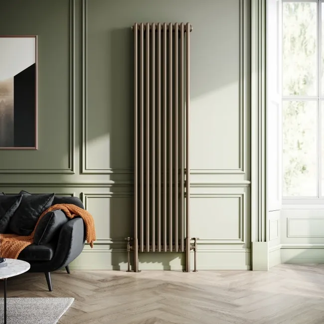 Athens Antique Gold Double Column Vertical Traditional Radiator 1800x470mm