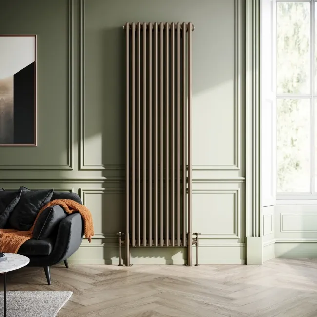 Athens Antique Gold Double Column Vertical Traditional Radiator 1800x560mm