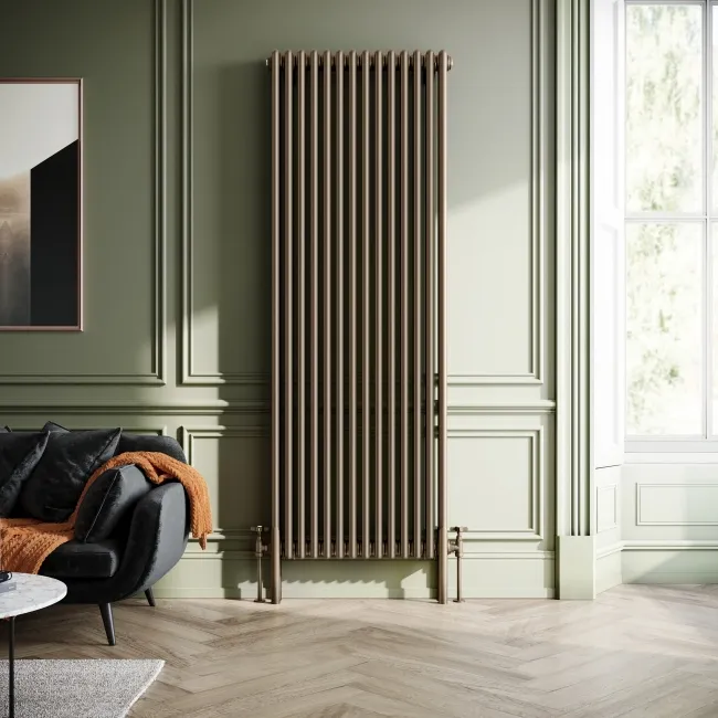 Athens Antique Gold Triple Column Vertical Traditional Radiator 1800x650mm