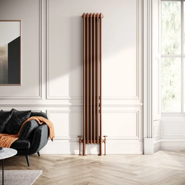Athens Antique Copper Double Column Vertical Traditional Radiator 1800x290mm