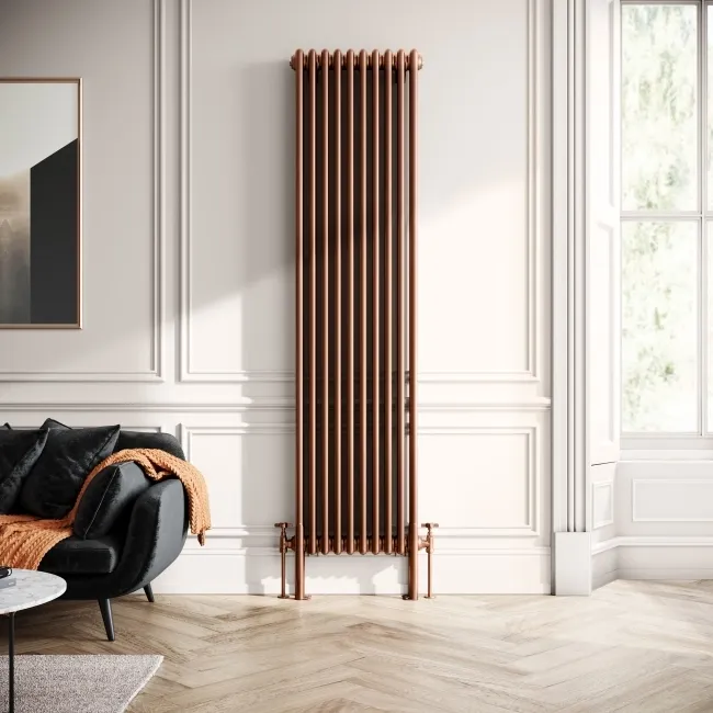 Athens Antique Copper Double Column Vertical Traditional Radiator 1800x470mm
