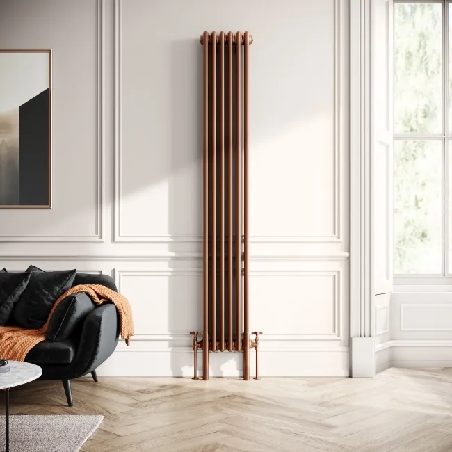 Athens Antique Copper Triple Column Vertical Traditional Radiator 1800x290mm