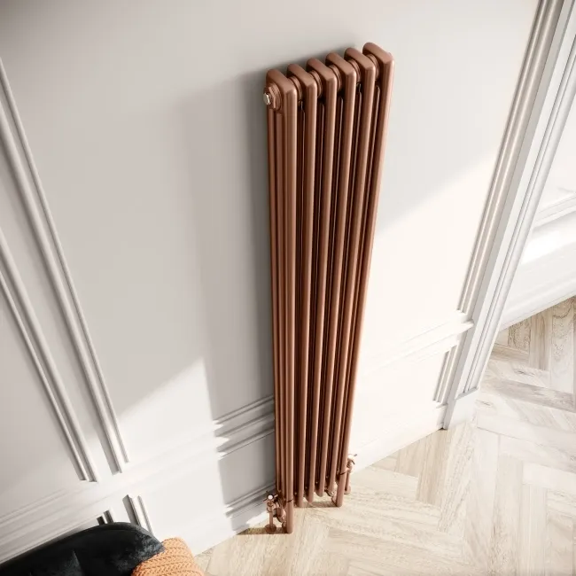 Athens Antique Copper Triple Column Vertical Traditional Radiator 1800x290mm