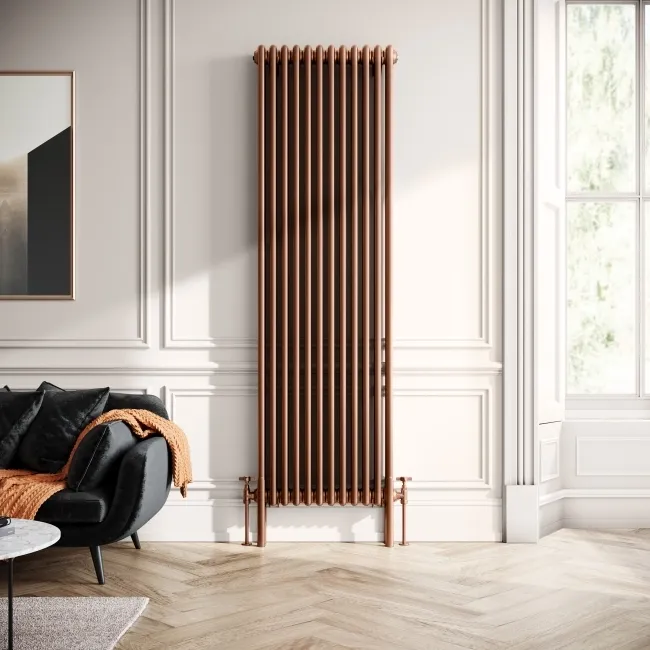 Athens Antique Copper Triple Column Vertical Traditional Radiator 1800x560mm
