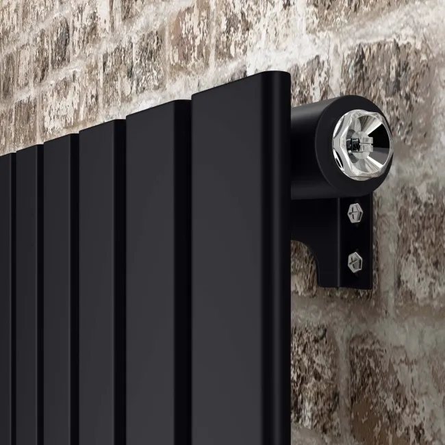 Faro Matt Black Single Flat Panel Horizontal Radiator 600x560mm