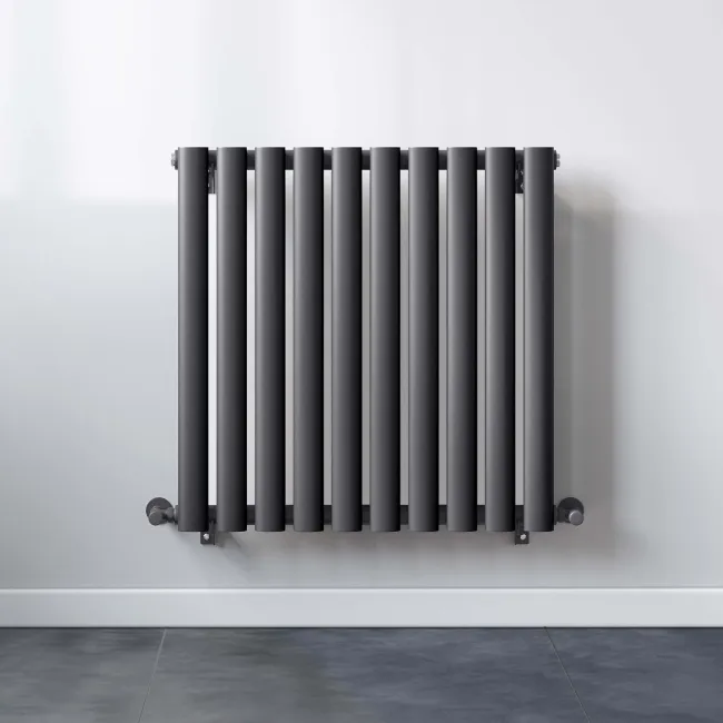 Marbella Anthracite Double Oval Panel Radiator 600x600mm