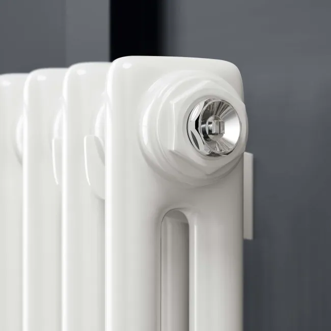 Athens White Double Column Horizontal Traditional Radiator 600x785mm