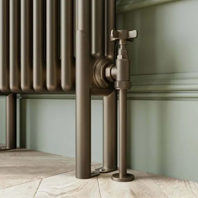Athens Antique Gold Triple Column Horizontal Traditional Radiator 600x605mm
