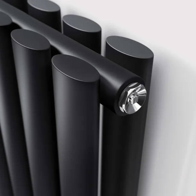 Marbella Matt Black Double Oval Panel Radiator 600x1020mm