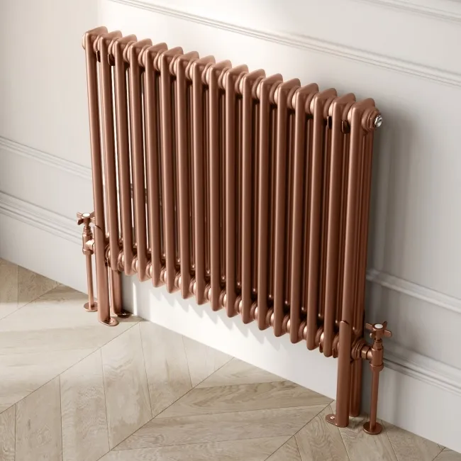 Athens Antique Copper Double Column Horizontal Traditional Radiator 600x785mm