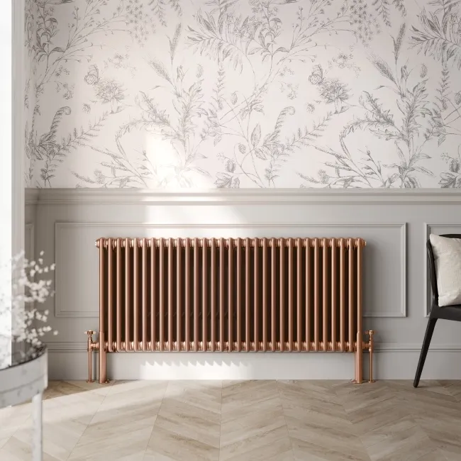 Athens Antique Copper Double Column Horizontal Traditional Radiator 600x1415mm