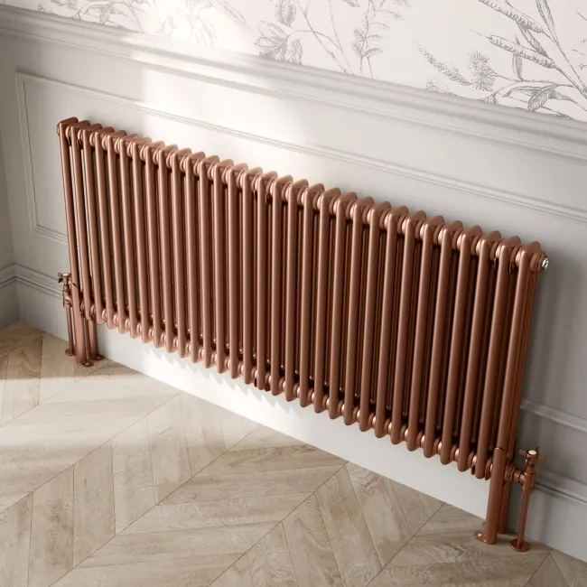 Athens Antique Copper Double Column Horizontal Traditional Radiator 600x1415mm