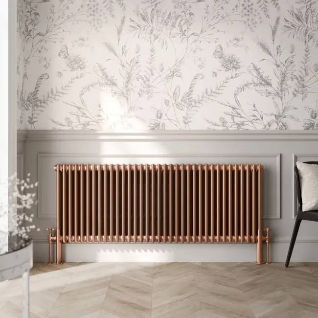 Athens Antique Copper Double Column Horizontal Traditional Radiator 600x1595mm