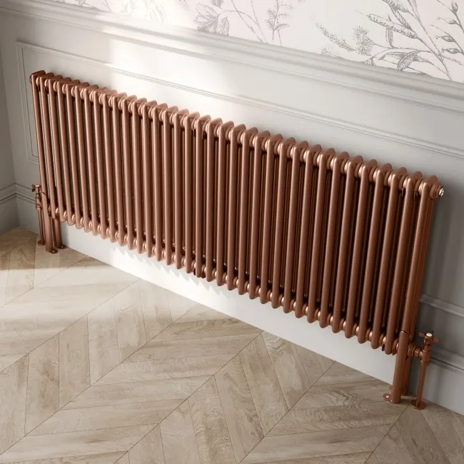 Athens Antique Copper Double Column Horizontal Traditional Radiator 600x1595mm