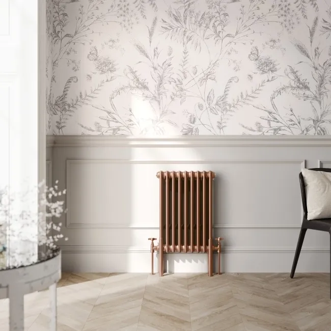 Athens Antique Copper Triple Column Horizontal Traditional Radiator 600x425mm
