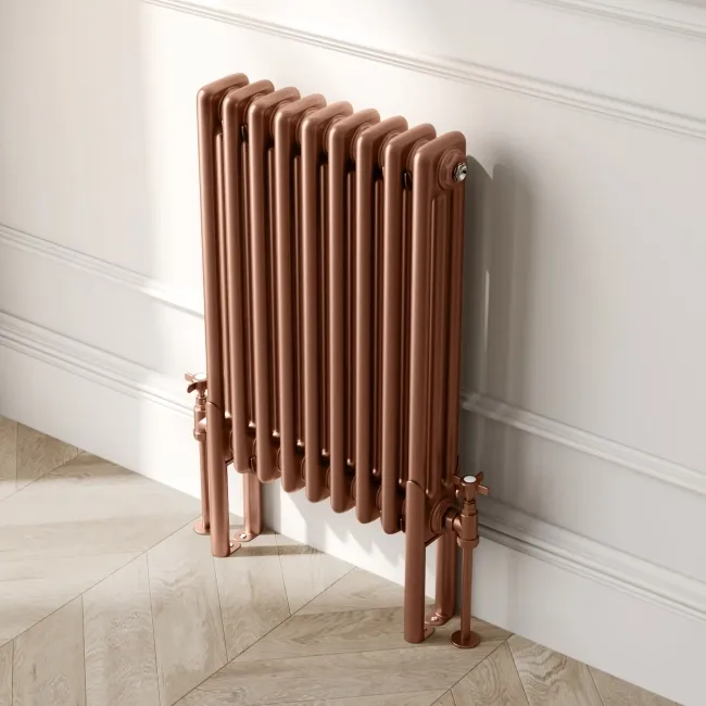 Athens Antique Copper Triple Column Horizontal Traditional Radiator 600x425mm