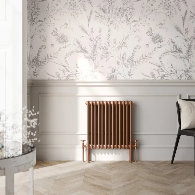 Athens Antique Copper Triple Column Horizontal Traditional Radiator 600x605mm