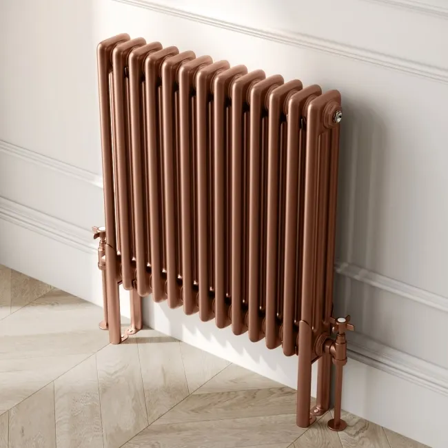 Athens Antique Copper Triple Column Horizontal Traditional Radiator 600x605mm