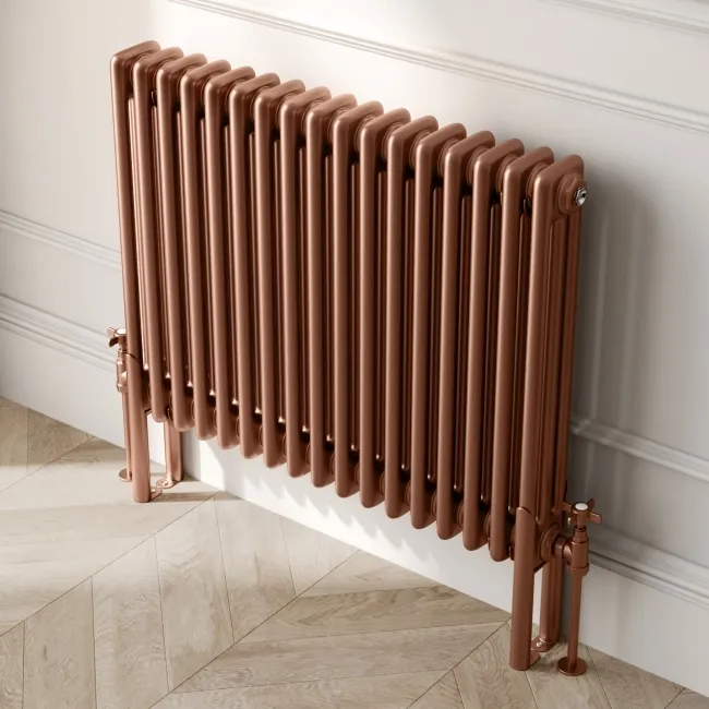 Athens Antique Copper Triple Column Horizontal Traditional Radiator 600x785mm