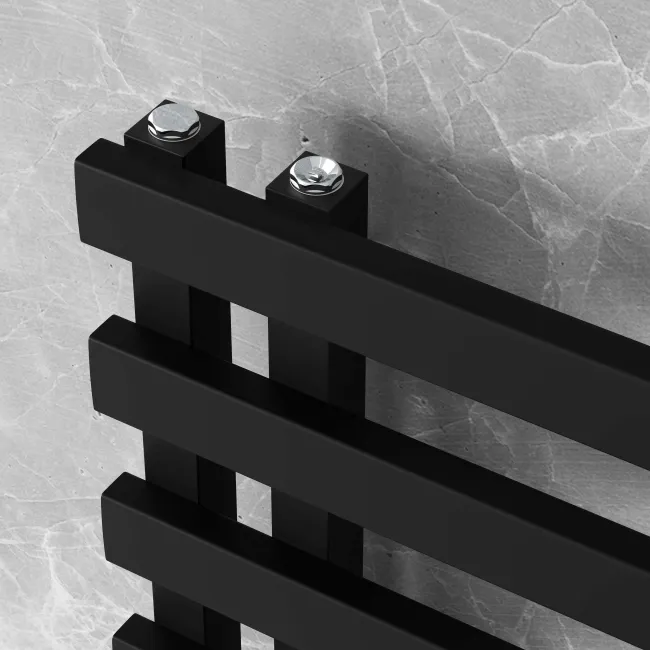 Palermo Matt Black Designer Heated Towel Rail 800x600mm