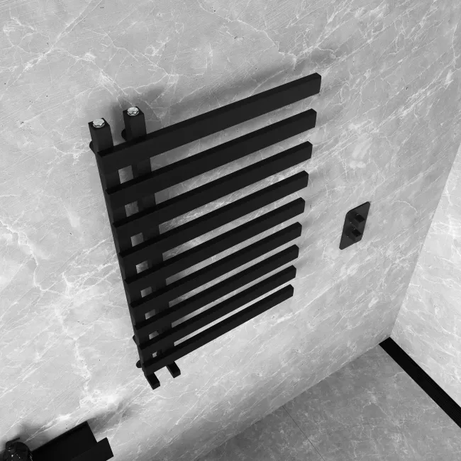 Palermo Matt Black Designer Heated Towel Rail 1000x600mm
