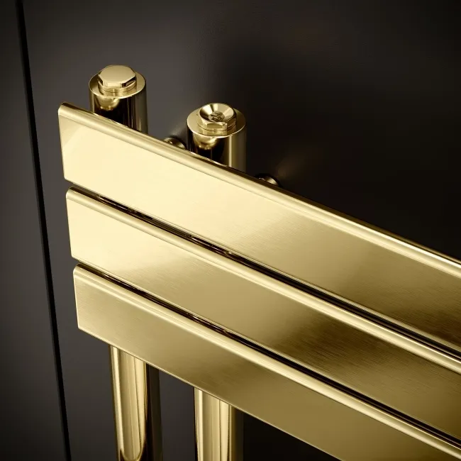 Seville Brushed Brass Designer Flat Panel Heated Towel Rail 1200x450mm
