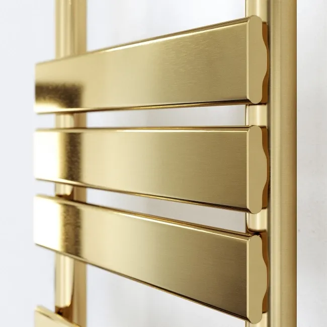 Santorini Brushed Brass Flat Panel Heated Towel Rail 1600x600mm