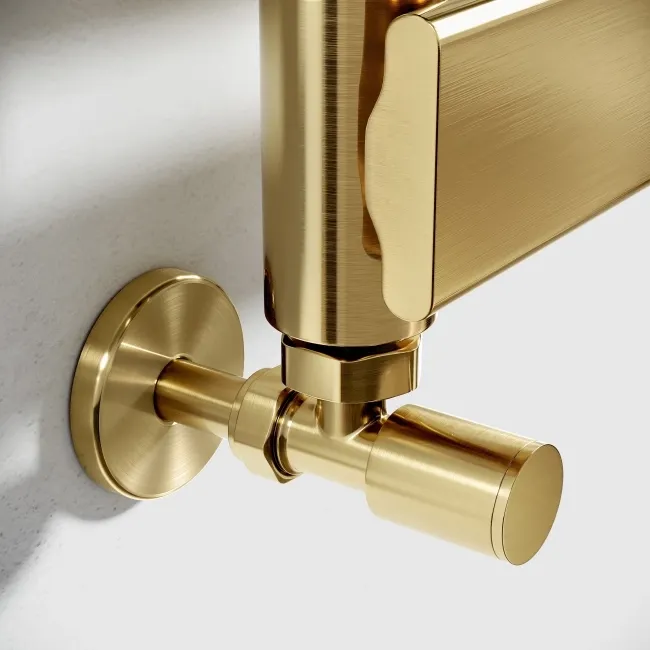 Santorini Brushed Brass Flat Panel Heated Towel Rail 1600x600mm