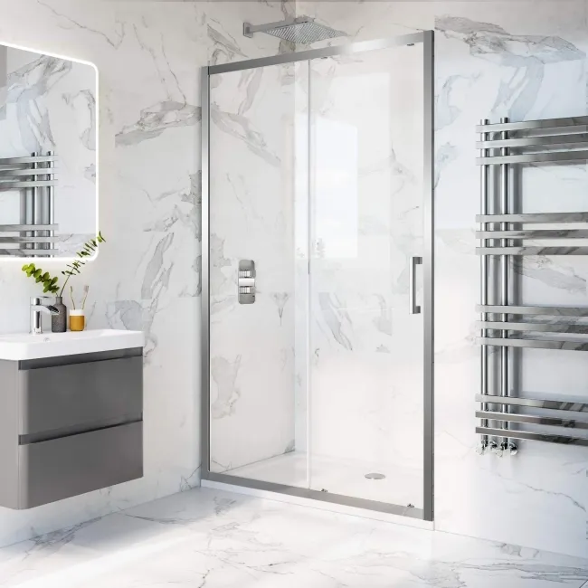 Hamburg Easy Clean 8mm Sliding Shower Door 1000mm - Easy Fix Feature