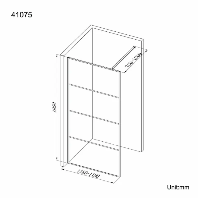 Munich Matt Black Grid Easy Clean 8mm Wet Room Shower Glass Panel 1200mm