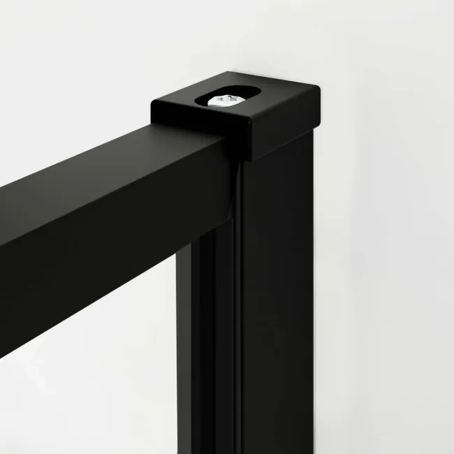 Munich Matt Black Grid Easy Clean 8mm Wet Room Shower Glass Panel 900mm