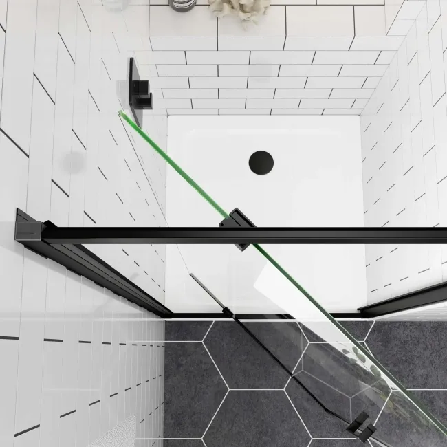 London Matt Black 6mm Pivot Shower Door 800mm