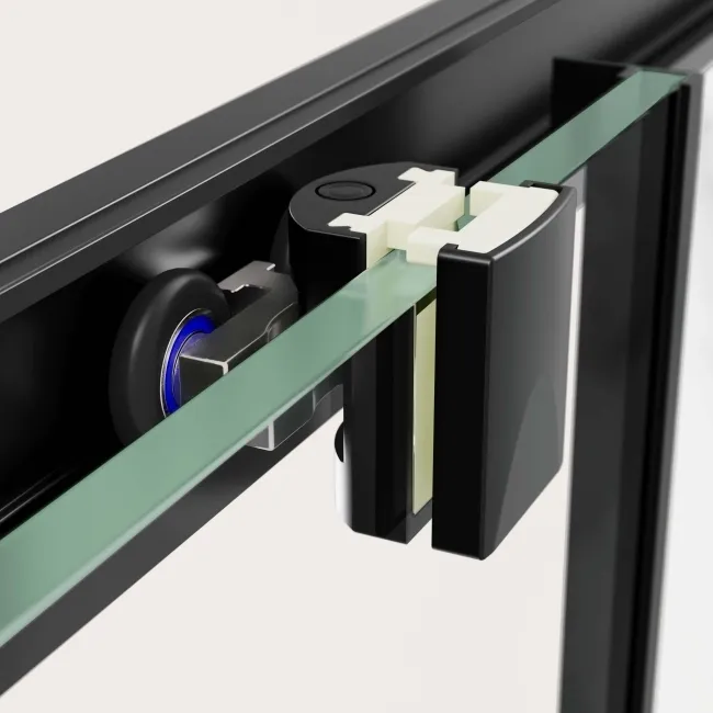 Hamburg Matt Black Easy Clean 8mm Sliding Shower Door 1200mm - Easy Fix Feature