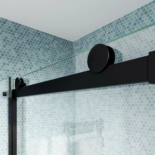 Oslo Matt Black Premium Easy Clean 8mm Sliding Shower Door 1400mm