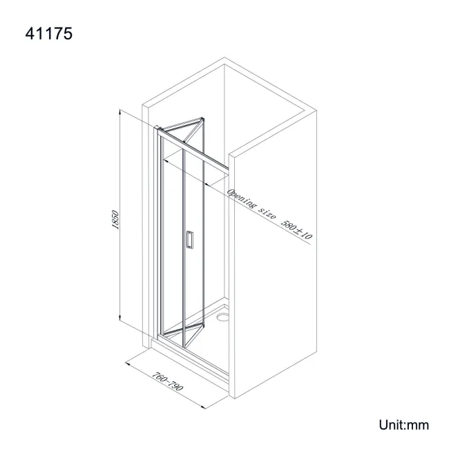 London Matt Black 6mm Bifold Shower Door 800mm