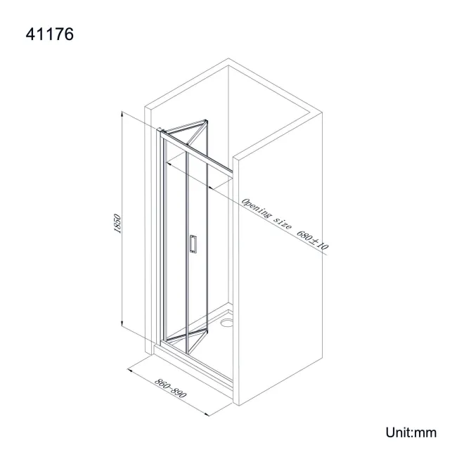 London Matt Black 6mm Bifold Shower Door 900mm