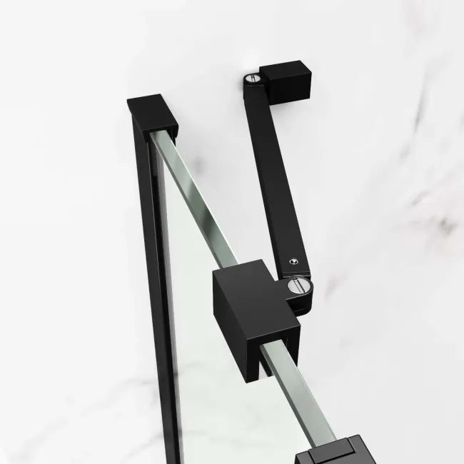 Vienna Matt Black Easy Clean 8mm Hinged Shower Door 900mm