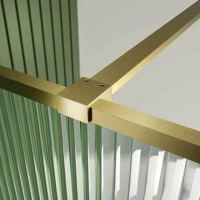 Munich Fluted Effect Brushed Brass Easy Clean 8mm Wet Room Shower Glass Panel 1200mm