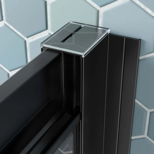 London Matt Black Grid 6mm Sliding Shower Door 1400mm