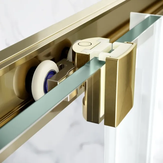 Hamburg Brushed Brass Easy Clean 8mm Sliding Shower Door 1200mm - Easy Fix Feature