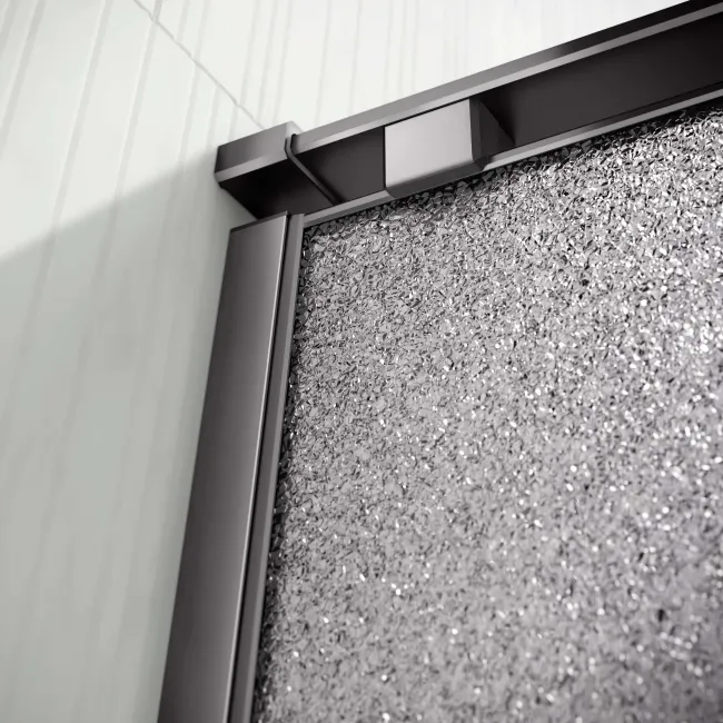 Lyon Gunmetal 8mm Laminated Wet Room Shower Glass Panel with Grey Frost Pattern 1100mm