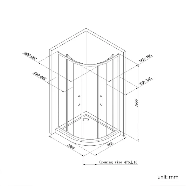 London Brushed Brass 6mm Offset Quadrant Shower Enclosure 1000x800mm