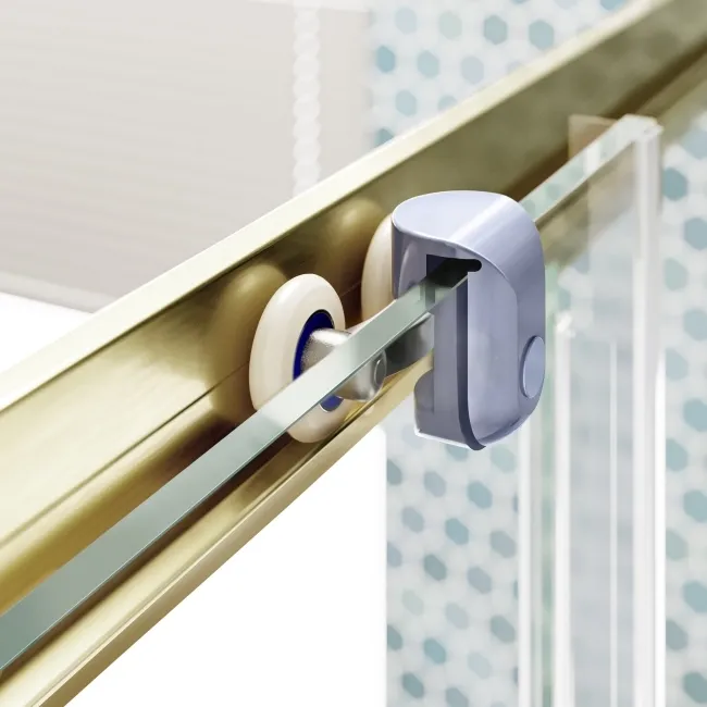 London Brushed Brass 6mm Sliding Shower Door 1000mm