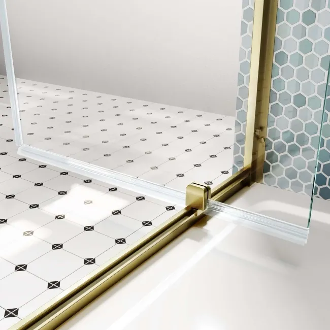 London Brushed Brass 6mm Pivot Shower Door 1000mm