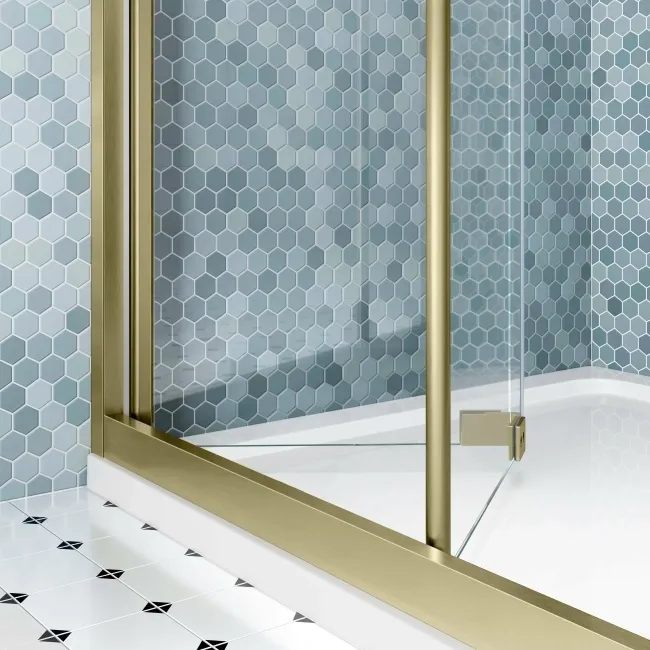 London Brushed Brass 6mm Bifold Shower Door 800mm